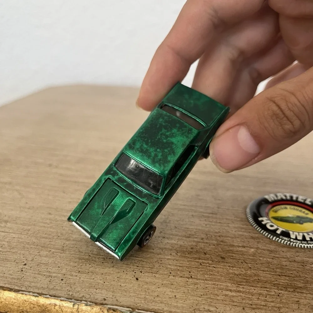 1968 Hot Wheels Redline Custom Cougar Spectraflame Green USA w/ Button Read!